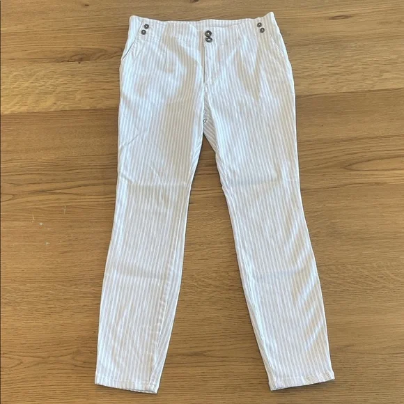 Pilcro Anthropologie Women’s High Rise Skinny Pants White Gray Stripes Size 28 - Picture 2 of 15